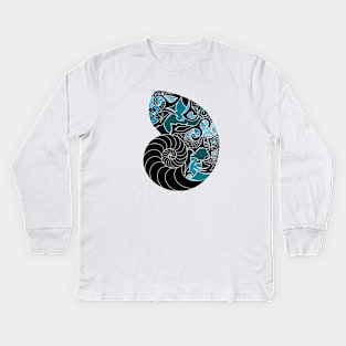 Nautic Nautilus Shell Kids Long Sleeve T-Shirt